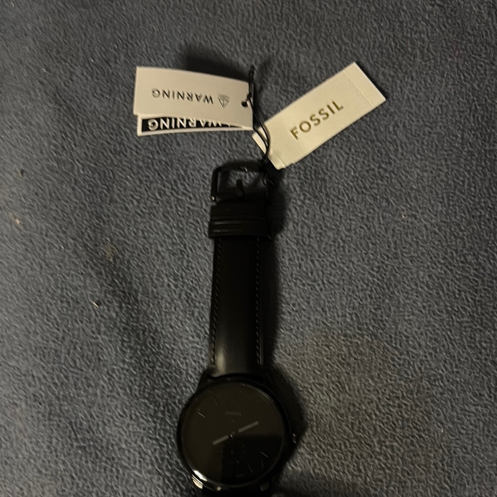 Fossil Black Men’s Leather Strap Watch